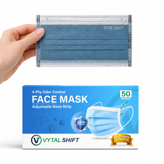 Odor Control Face Mask - Activated Carbon Filter - 50 Count Blue