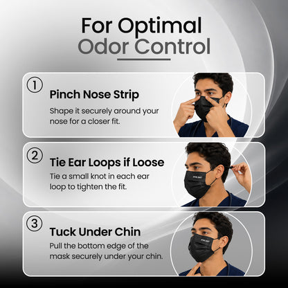 Odor Control Face Mask - Activated Carbon Filter - 50 Count Black
