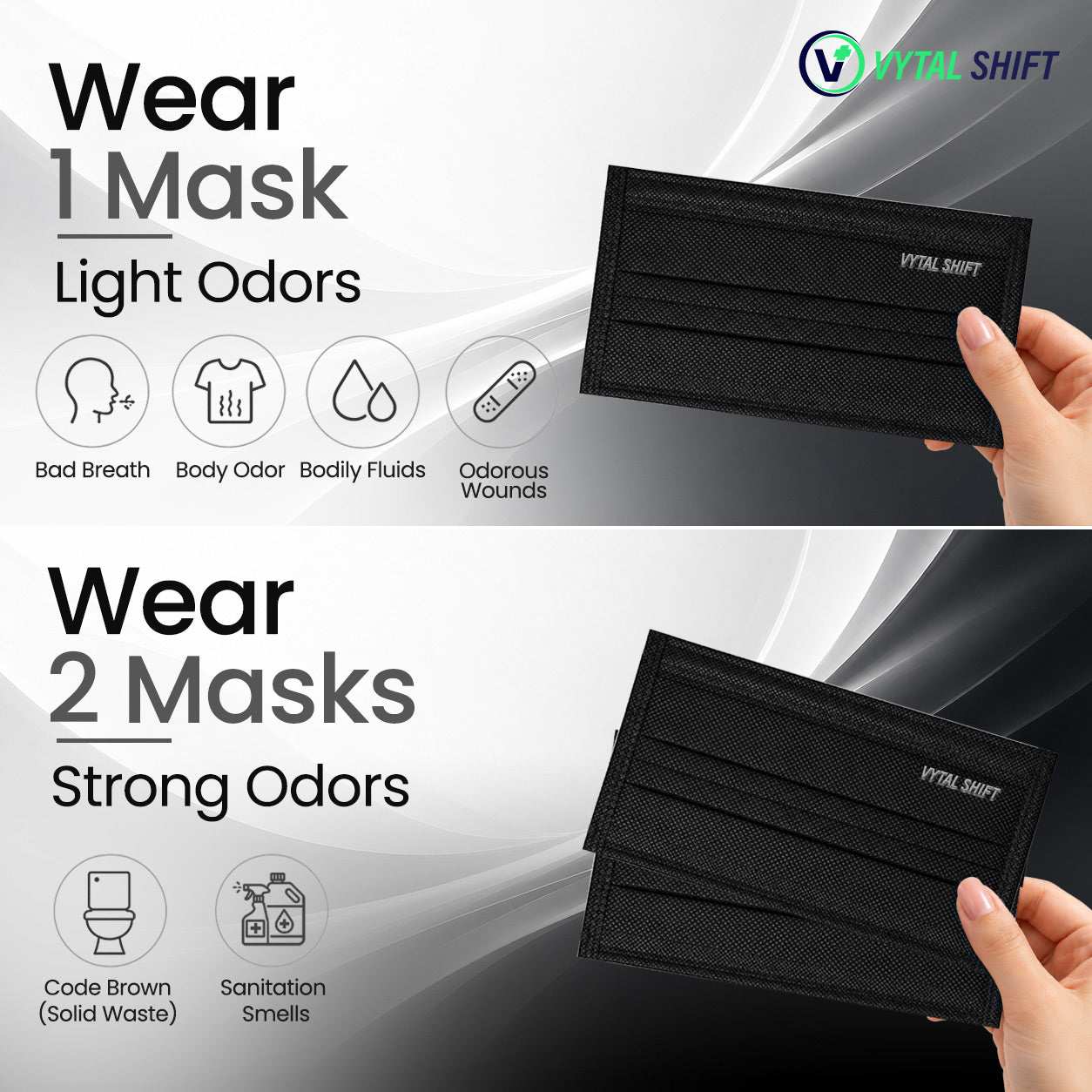 Odor Control Face Mask - Activated Carbon Filter - 50 Count Black