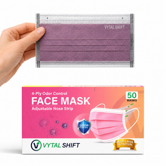 Odor Control Face Mask - Activated Carbon Filter - 50 Count Pink