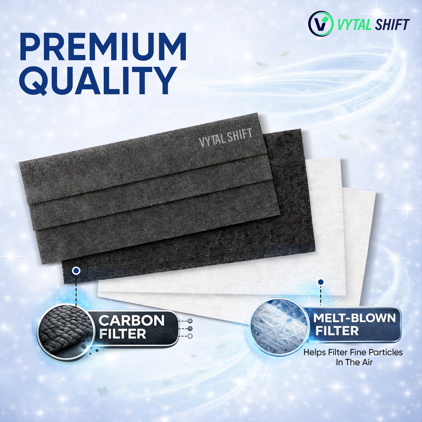 Odor Control Face Mask - Activated Carbon Filter - 50 Count Black